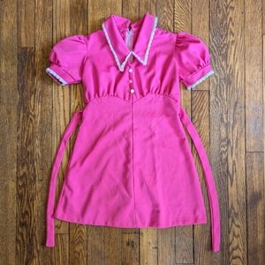 Vintage 60's 70's Kids 6/7 (ish) Pink Collared Dress